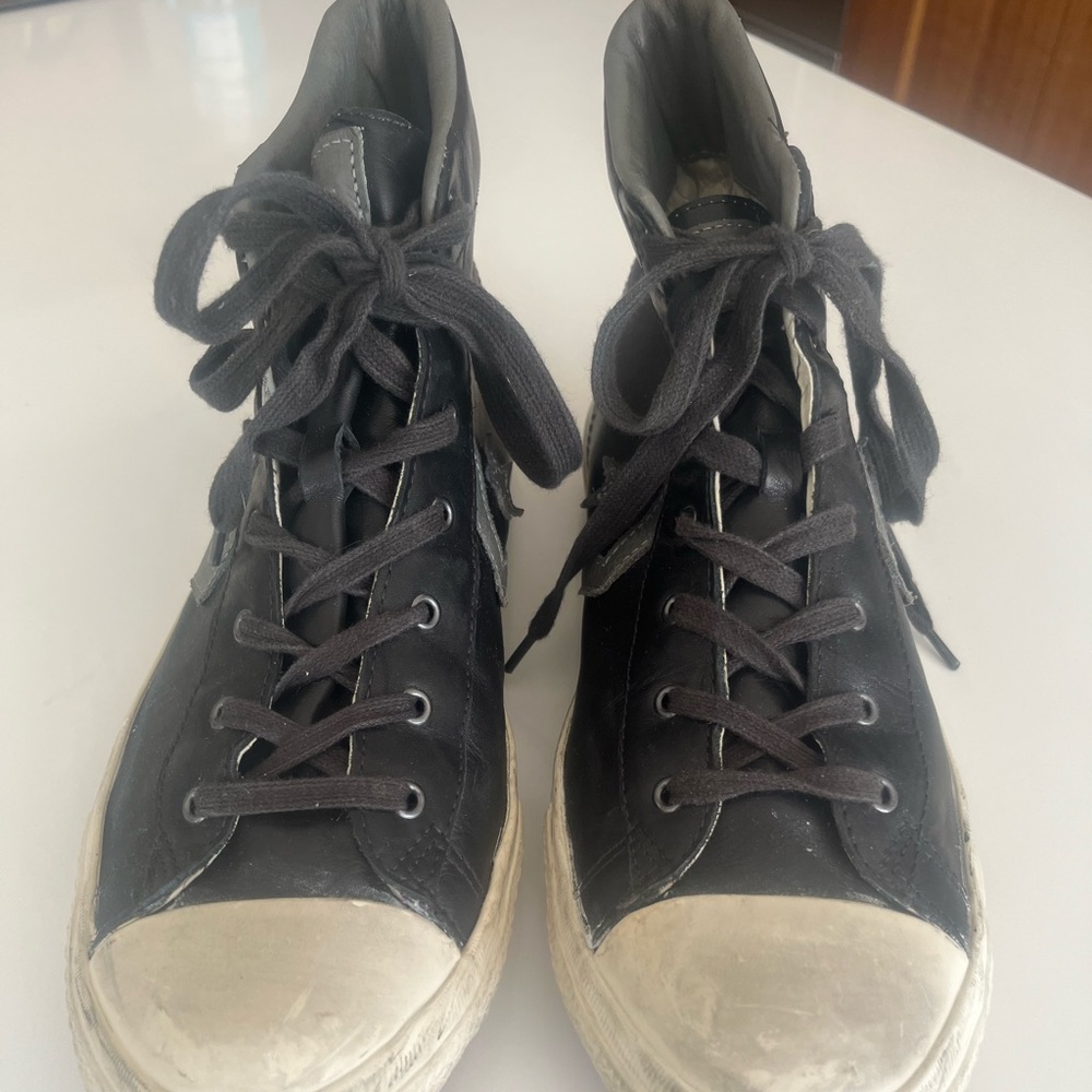 John Varvatos Black and White High-Top Sneakers